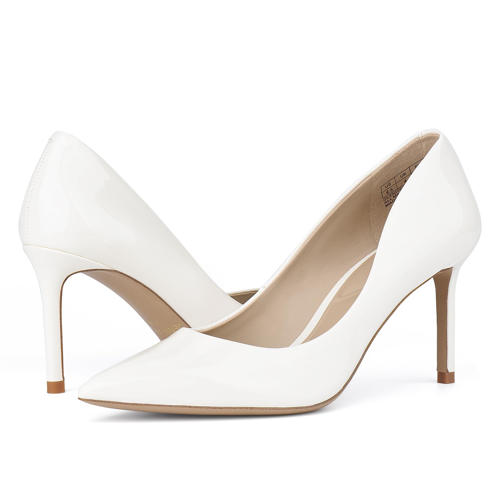 JENN ARDOR حذاء نسائي مريح بكعب ستيليتو 3 إنش أنيق وجميل بمقدمة مدببة مغلقة سهل الارتداء بكعب عالٍ سادة لحفلات الزفاف كريمي 6.5