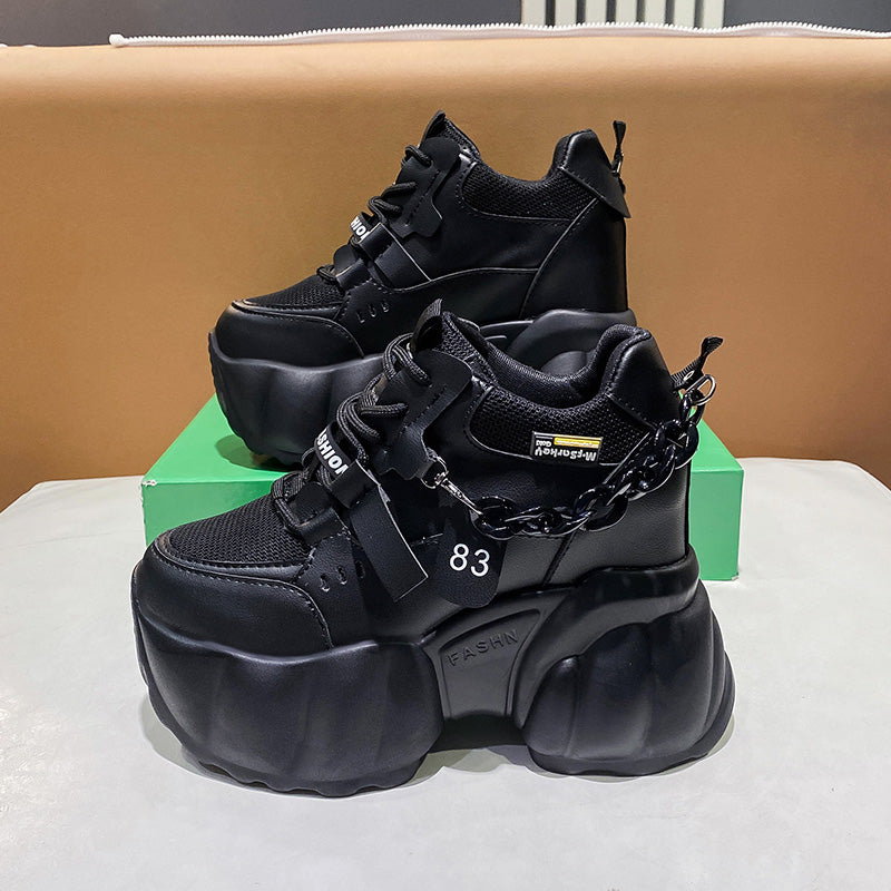 Ladies' White Fashion Sports Shoes with 10CM Thick Sole
