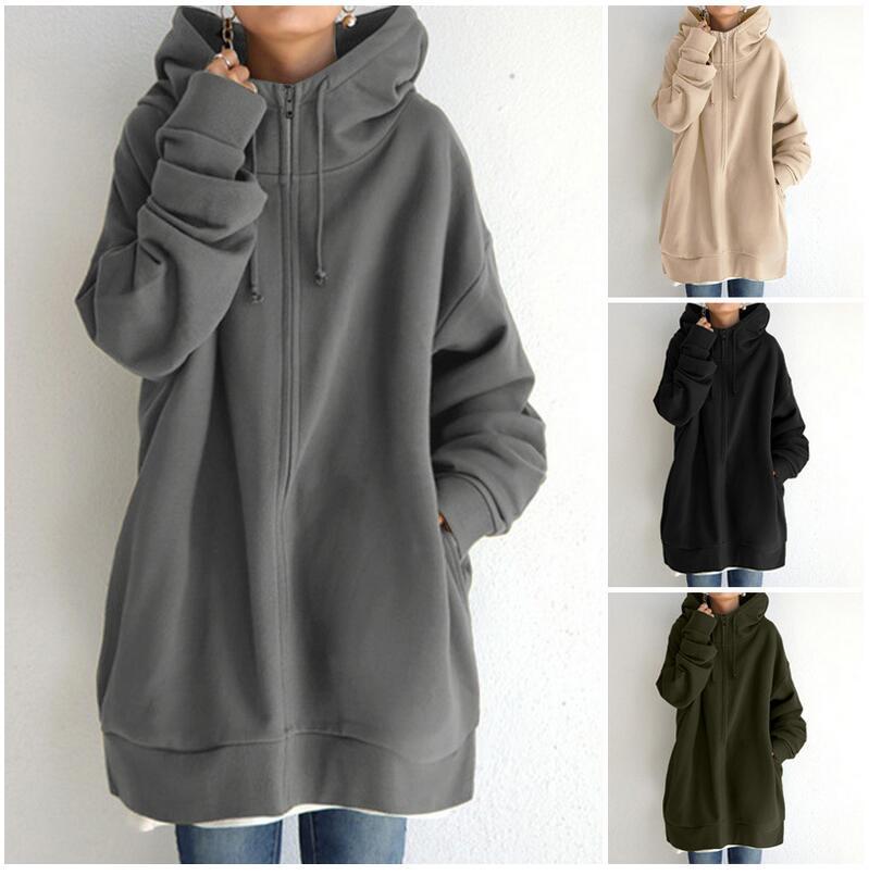 Women's Fuzzy Full-Zip Sport Hoodie Sweatshirt