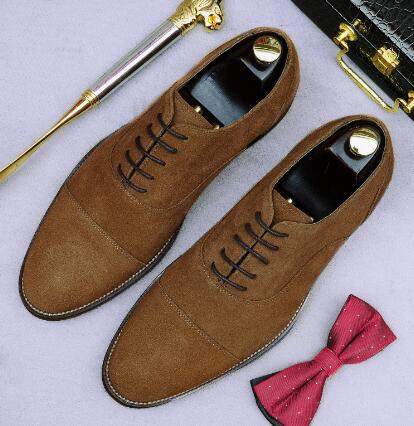 Men's Suede Leather Lace-Up Formal Business Shoes