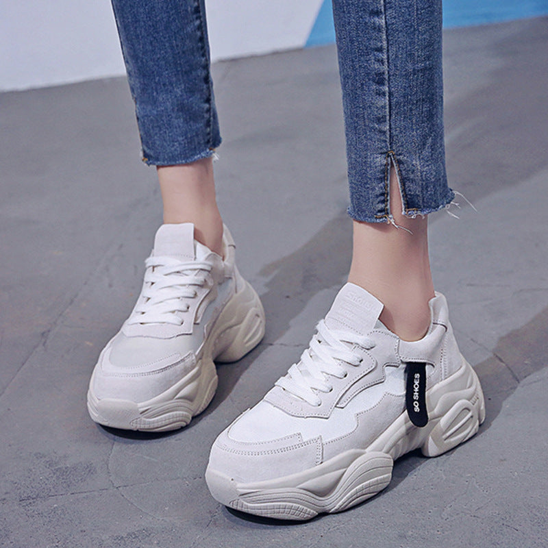 Women's Thick-Soled Casual Sneakers - Trendy Korean Style