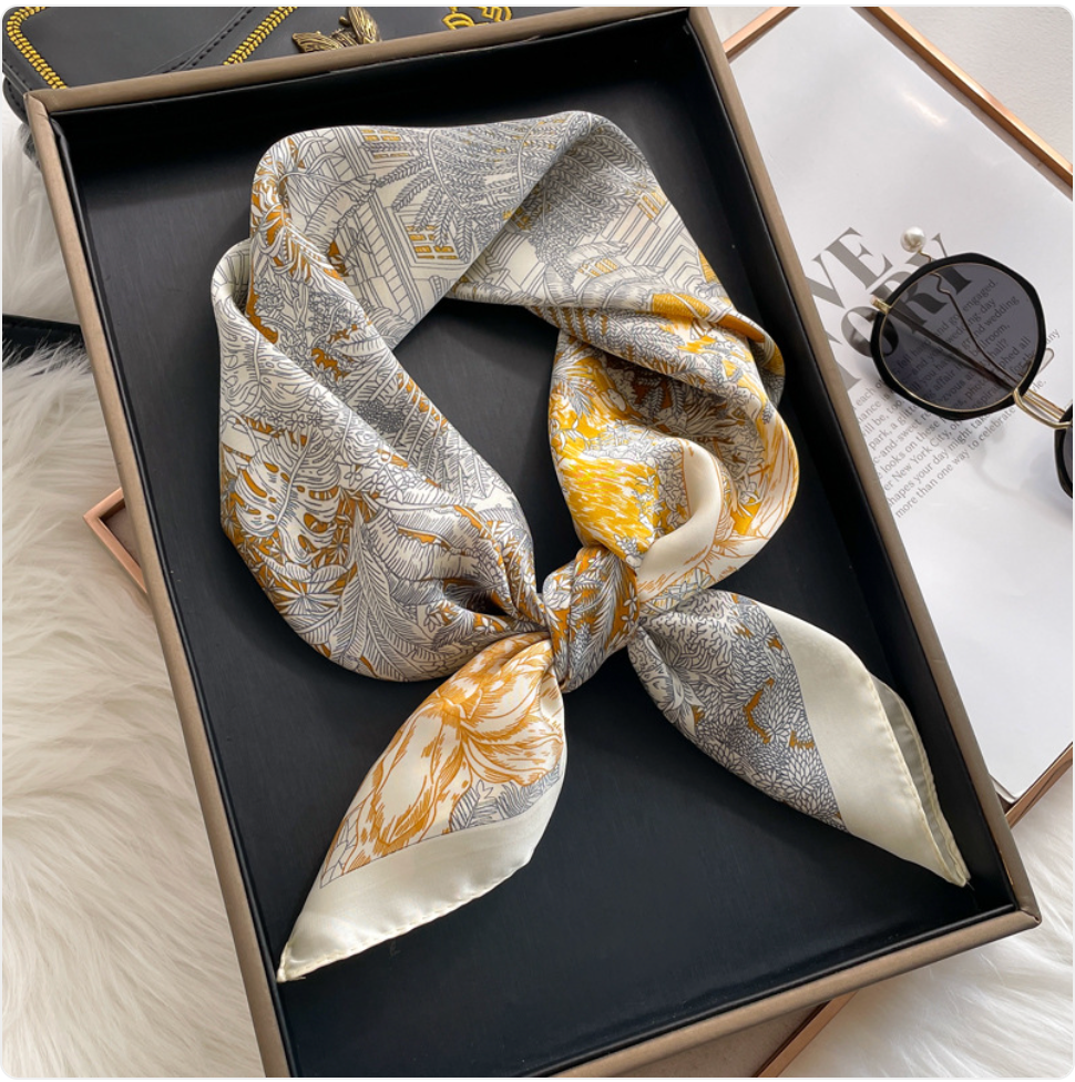Striped Square Silk Scarf