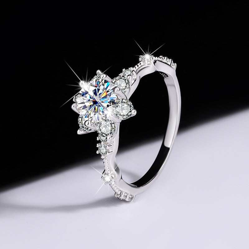 Bague en argent sterling S925 avec pierre précieuse moissanite
