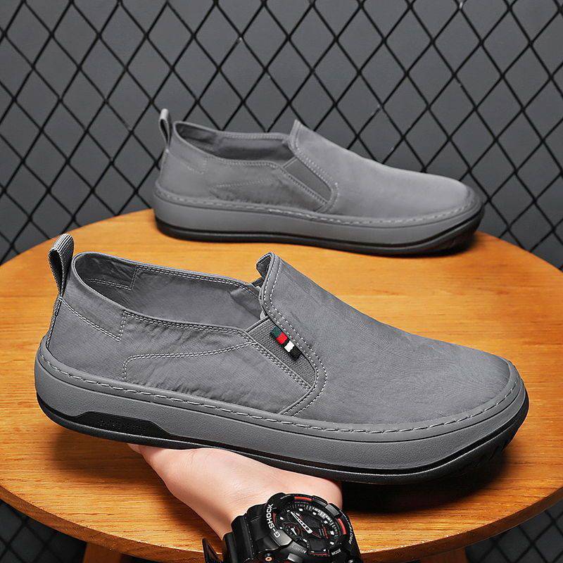Chaussures décontractées sans lacets pour hommes en tissu de Pékin respirant pour l'été