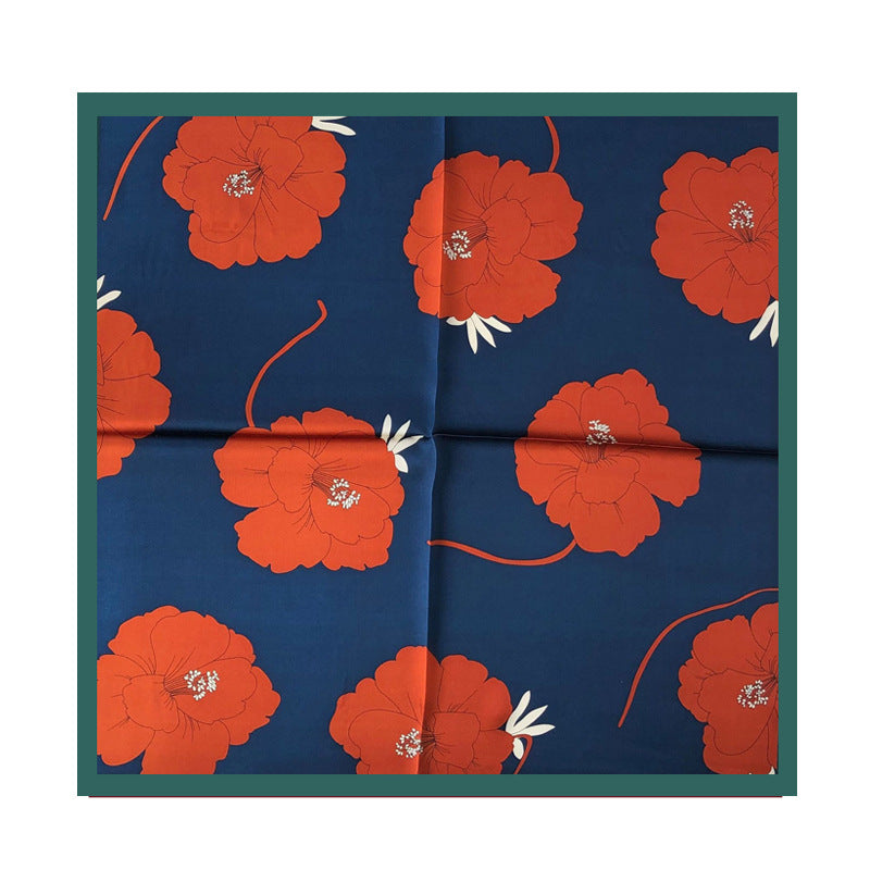 Korean Floral Silk Scarf - 100% Mulberry Silk