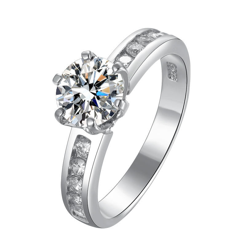 S925 Silver Ring with 1-Carat Moissanite, Certified