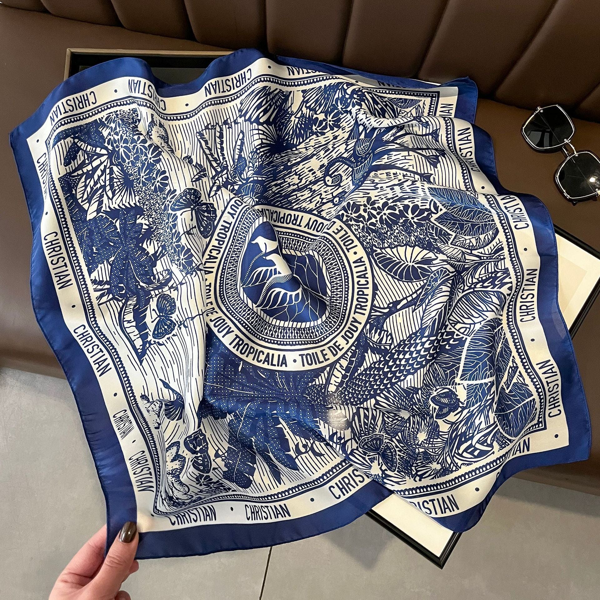 Vintage Silk Scarf - French Style 70cm Square Scarf
