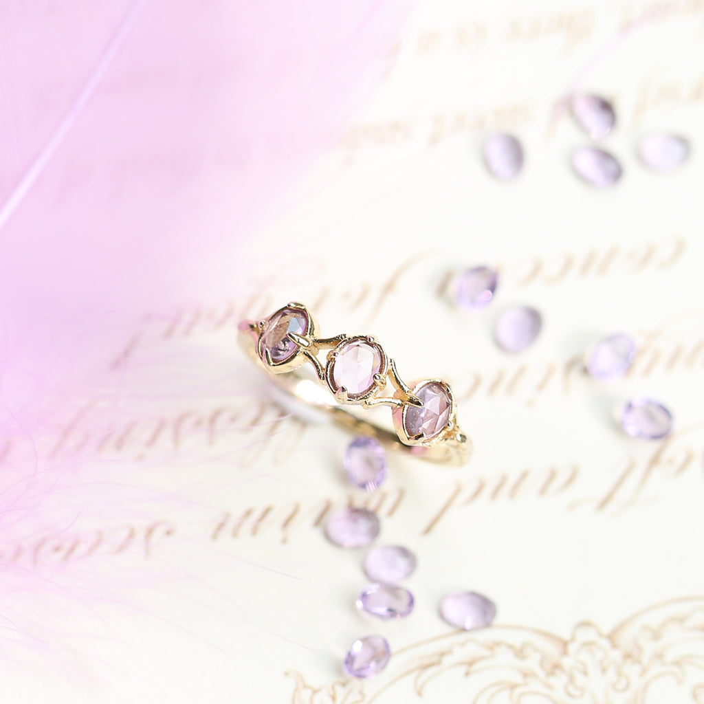 Japanese Style Lavender Amethyst Rose Gold Ring