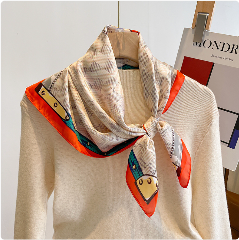Striped Square Silk Scarf