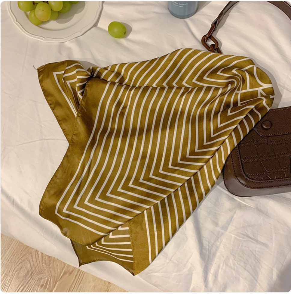 Striped Square Silk Scarf