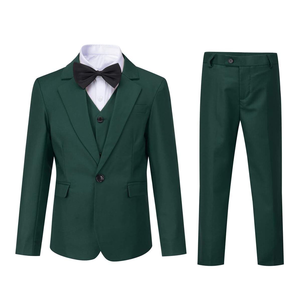 SWOTGdoby Boys Suits 3 Piece Tuxedo Slim Fit Suit Jacket Blazer Vest Pants Formal Dresswear Ring Bearer Outfit Dark Green