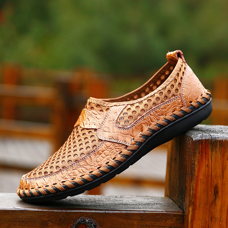 Men's Casual Slip-On Breathable Crocodile Sneakers