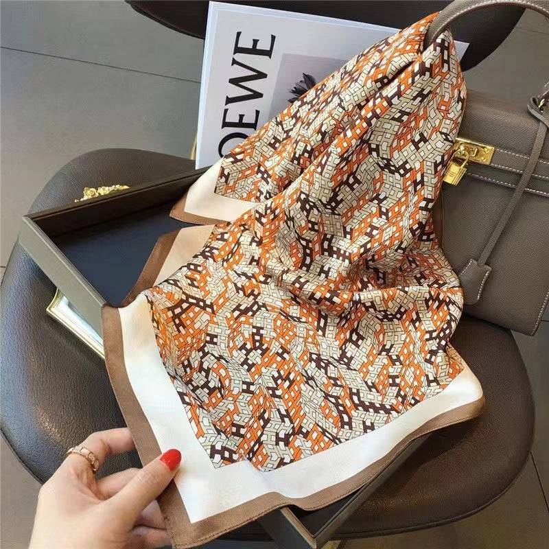 Fashionable Silk Scarf for Women - Versatile Small Square