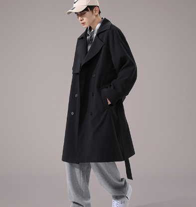 Men's Double Breasted Loose Trench Coat