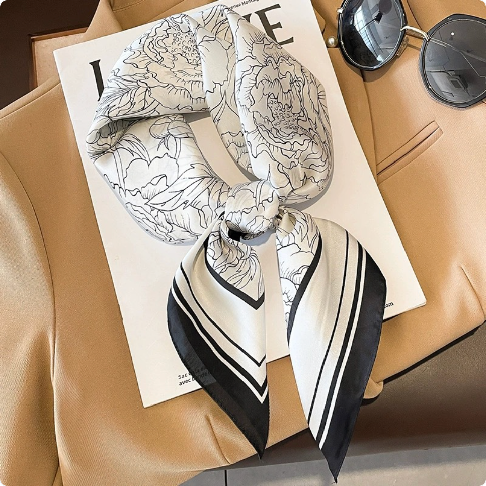 Striped Square Silk Scarf