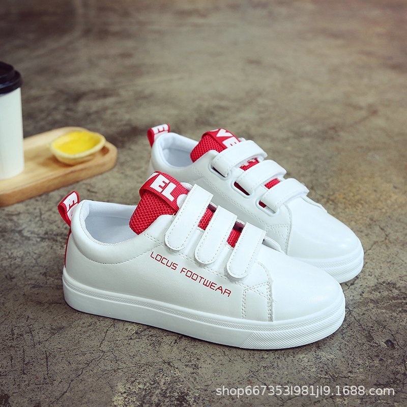 Velcro Flat Casual White Sneakers (Little White Shoes)
