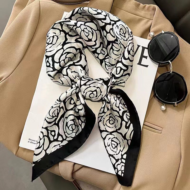 Fashionable Silk Scarf for Women - Versatile Small Square