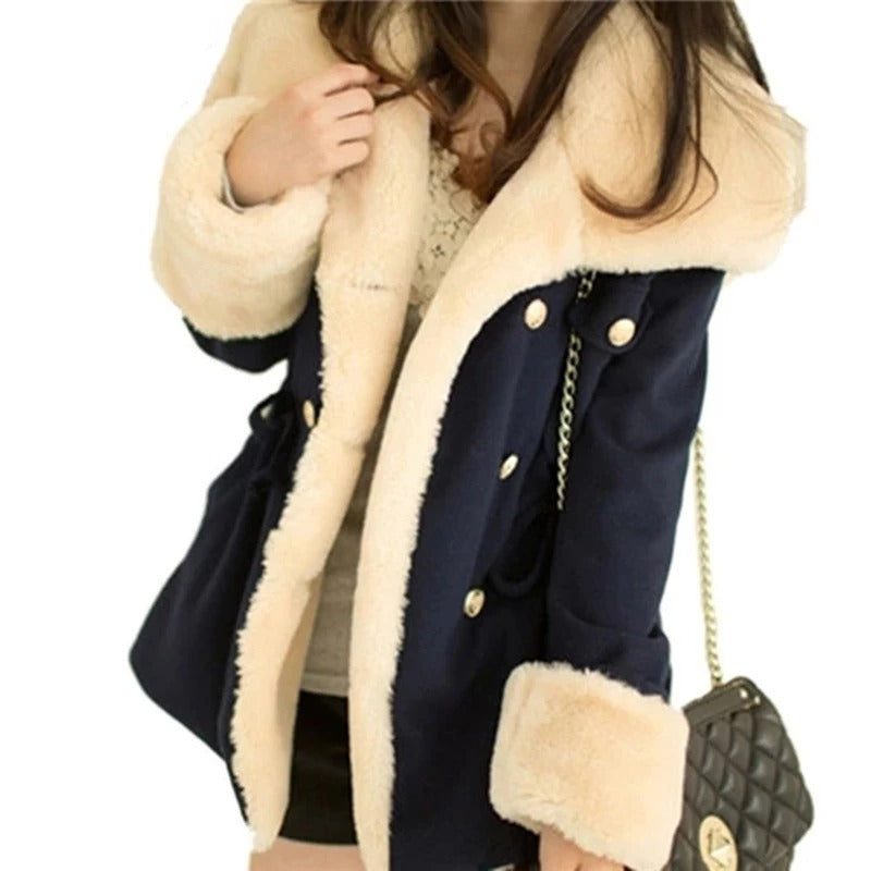 Double-Breasted Wool Blend College Style Coat