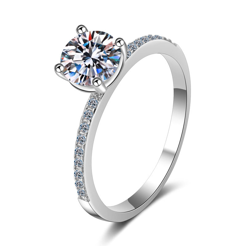 S925 Sterling Silver Gold Ring with 1 Carat Moissanite