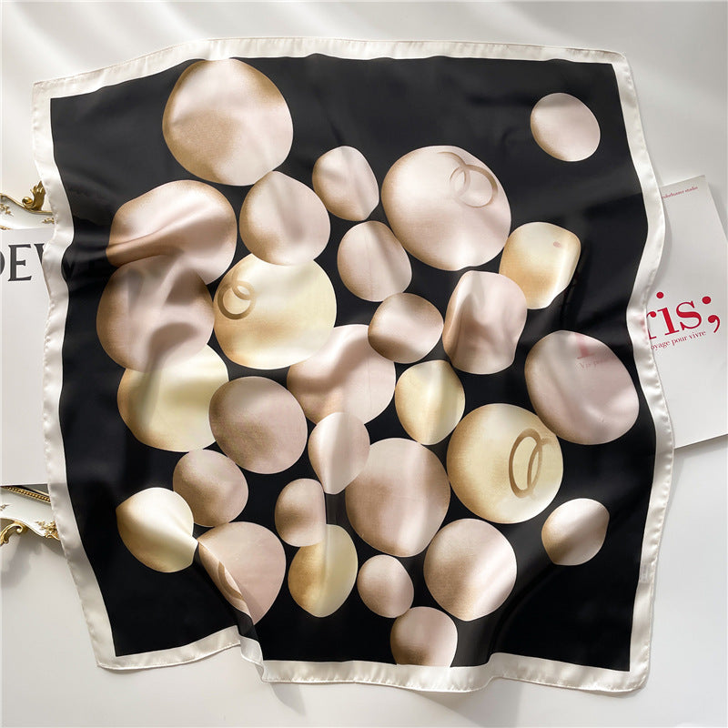 Korean Style 70cm Square Silk Scarf with Letter Print