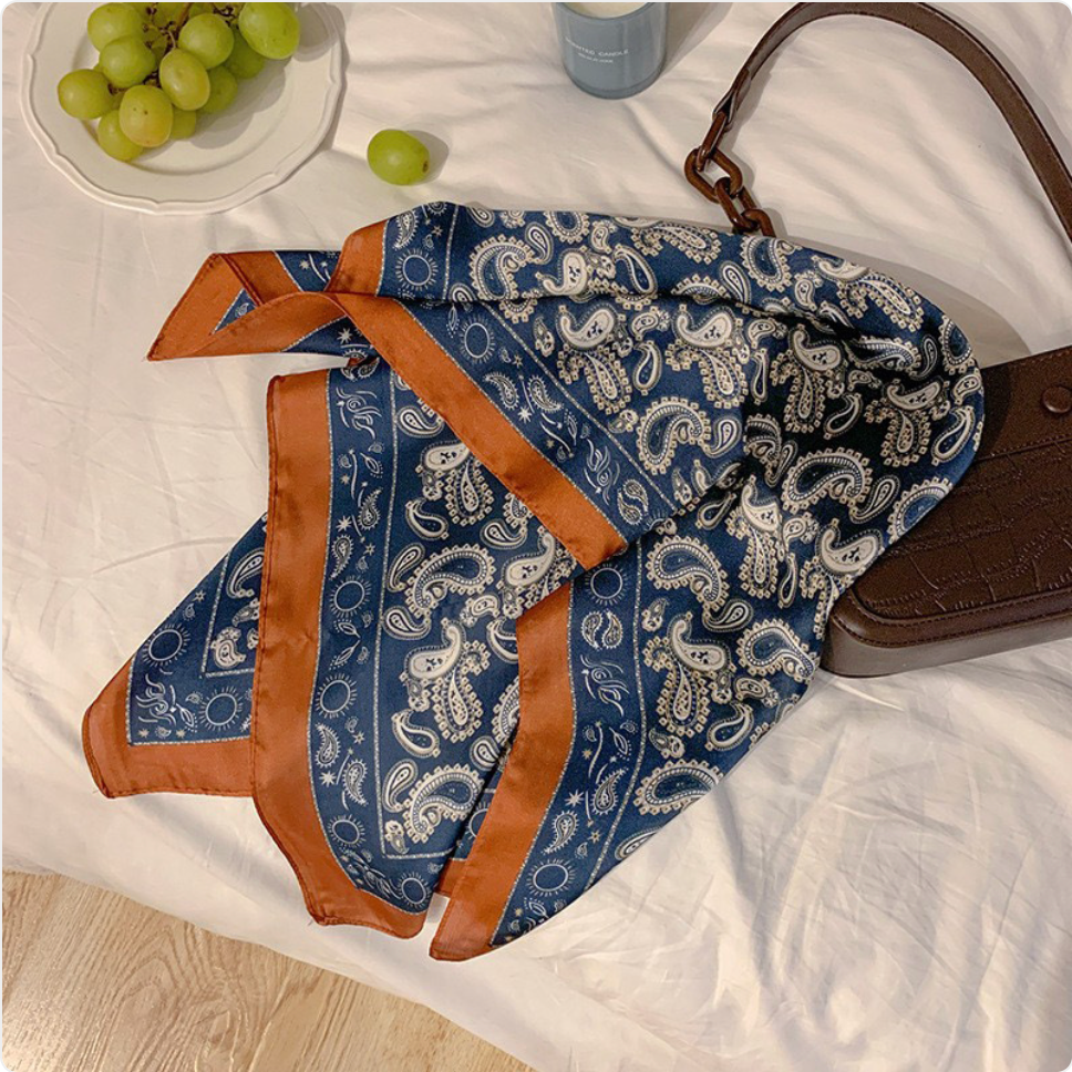 Striped Square Silk Scarf