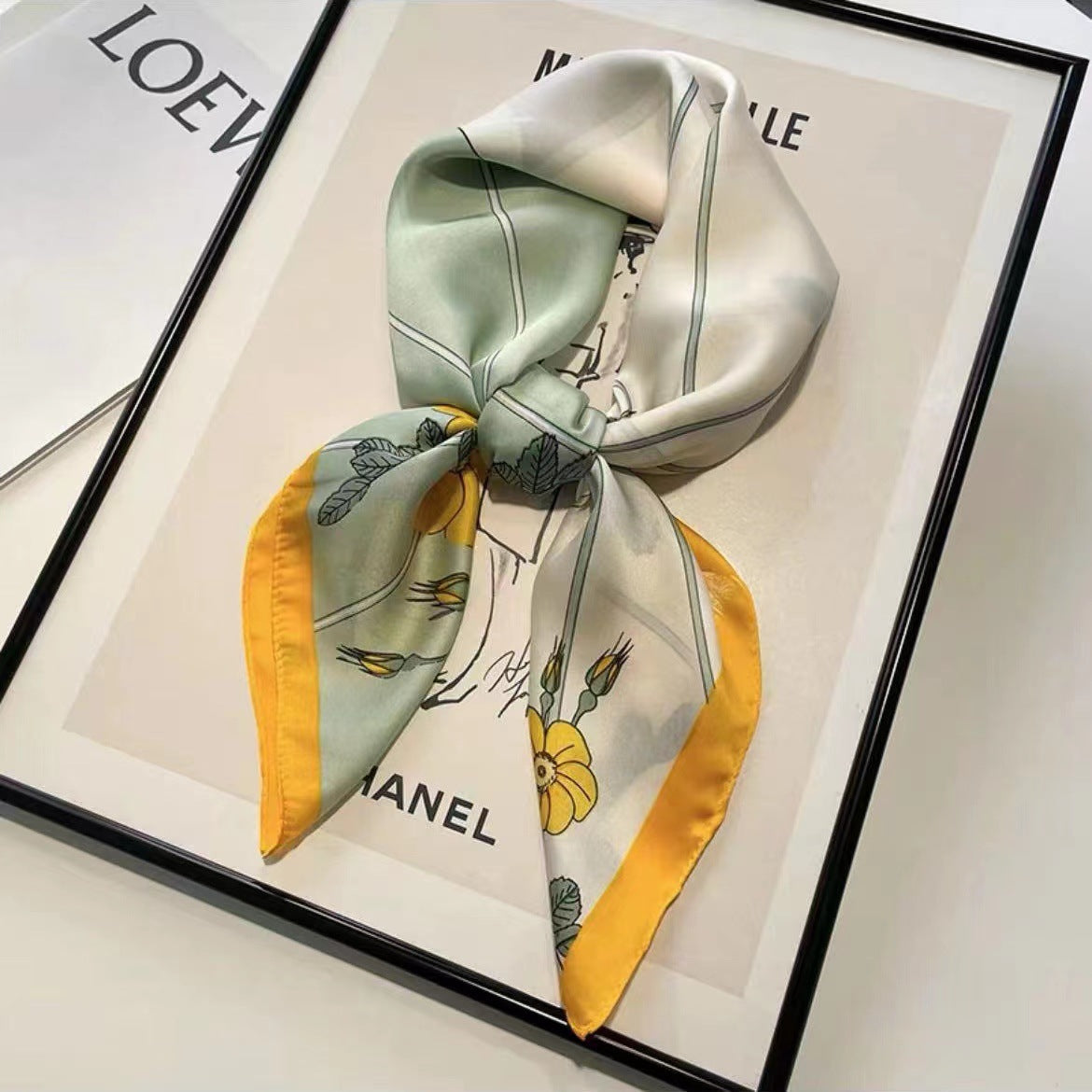 Fashionable Silk Scarf for Women - Versatile Small Square