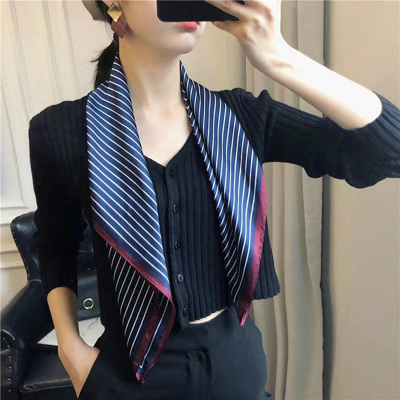 Fashionable Silk Scarf for Women - Versatile Small Square