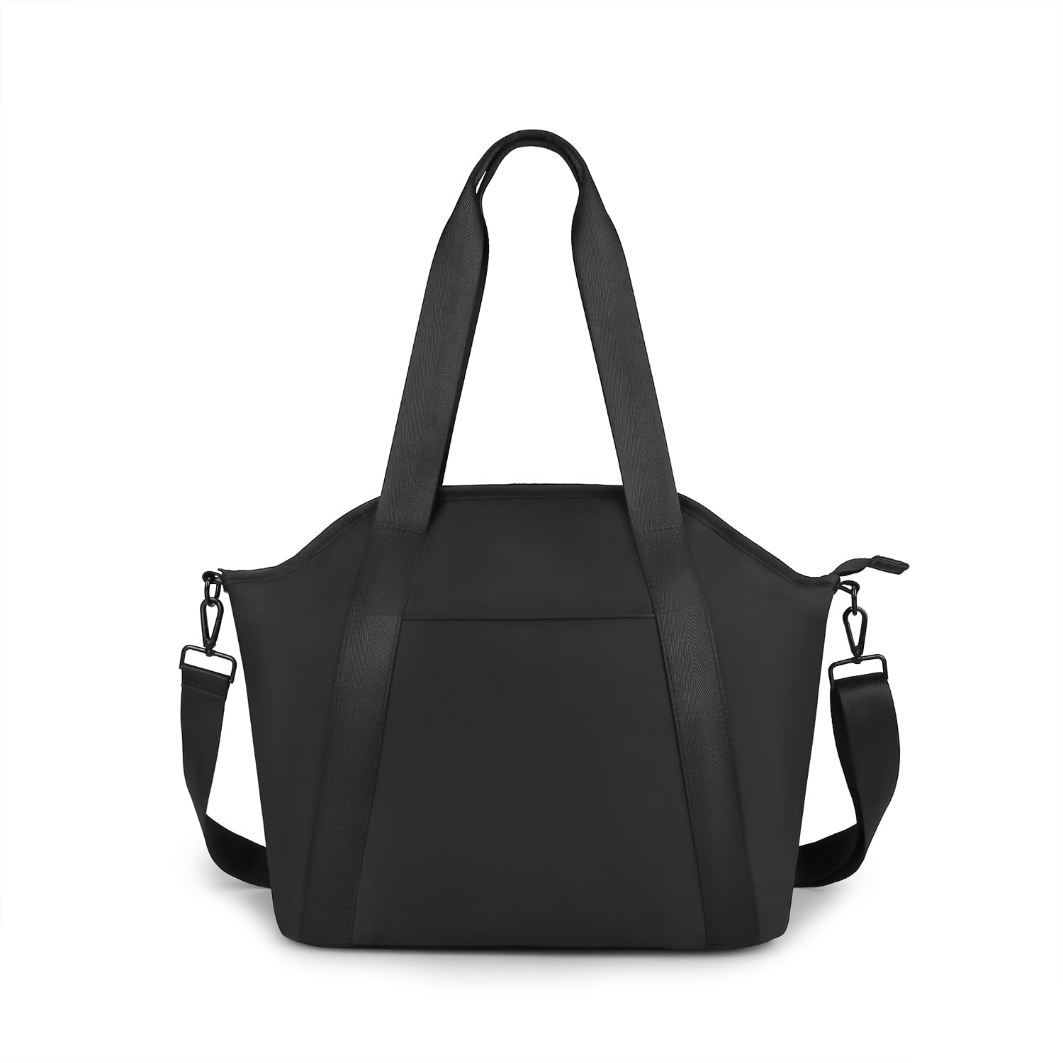 Diaper Bag Tote for Women Stylish Baby Bag Black PU Messengers Bag with Wet BagStroller Hooks (Black)