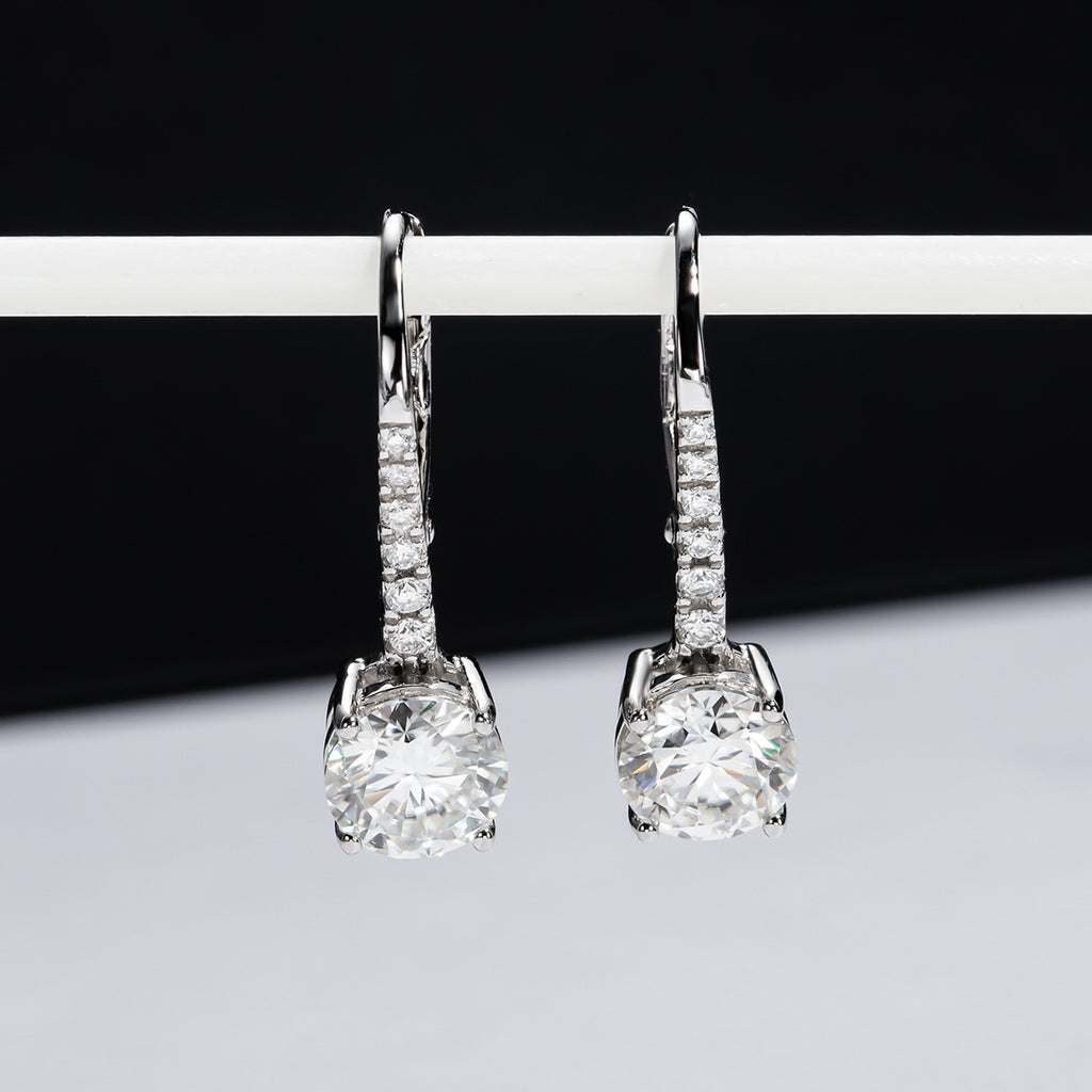 S925 Silver Earrings with 1 Carat Moissanite Stone