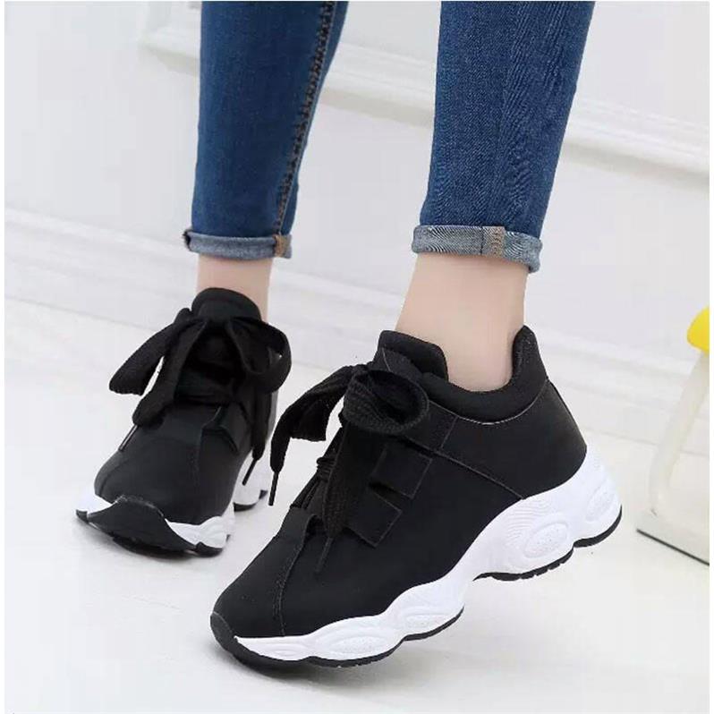 Trendy Women's White Sneakers with Thick Soles