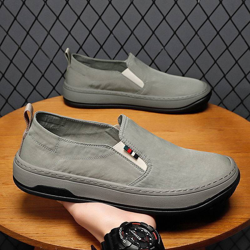 Chaussures décontractées sans lacets pour hommes en tissu de Pékin respirant pour l'été
