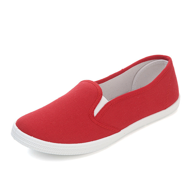 Women's Slip-On Low-Cut Canvas Sneakers (White)