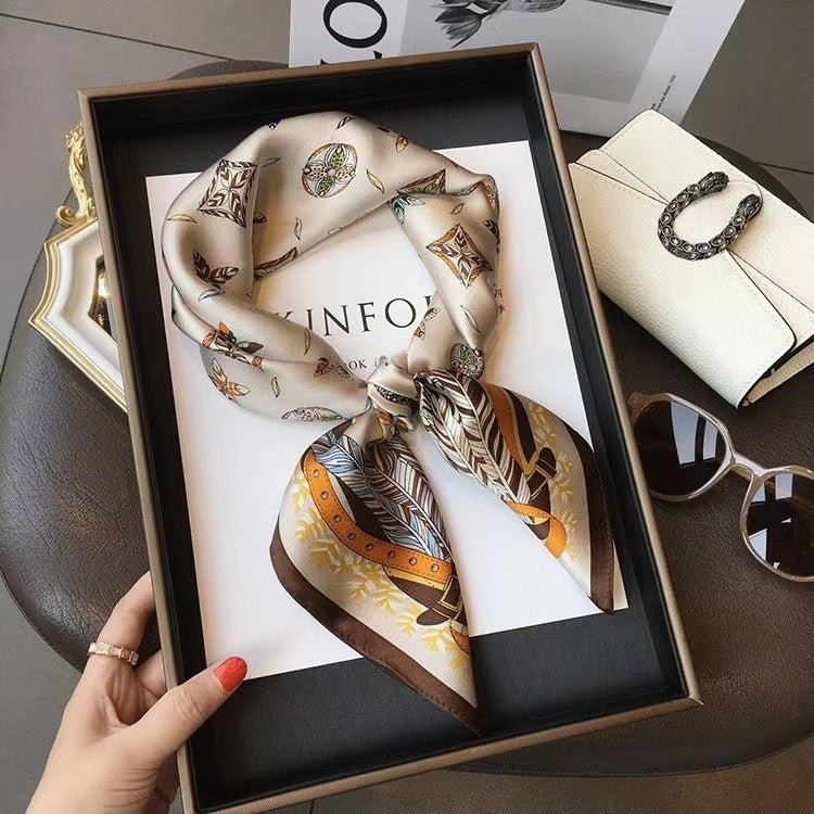Fashionable Silk Scarf for Women - Versatile Small Square
