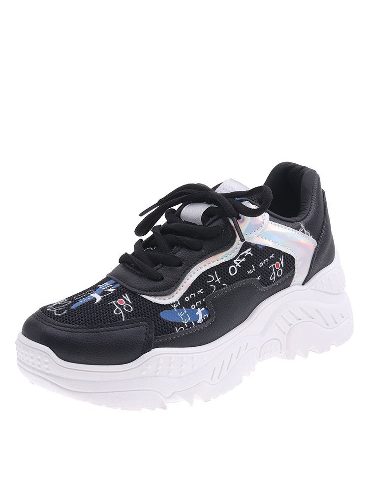 Baskets blanches décontractées pour femmes - Chaussures plates tendance style "dad shoes"