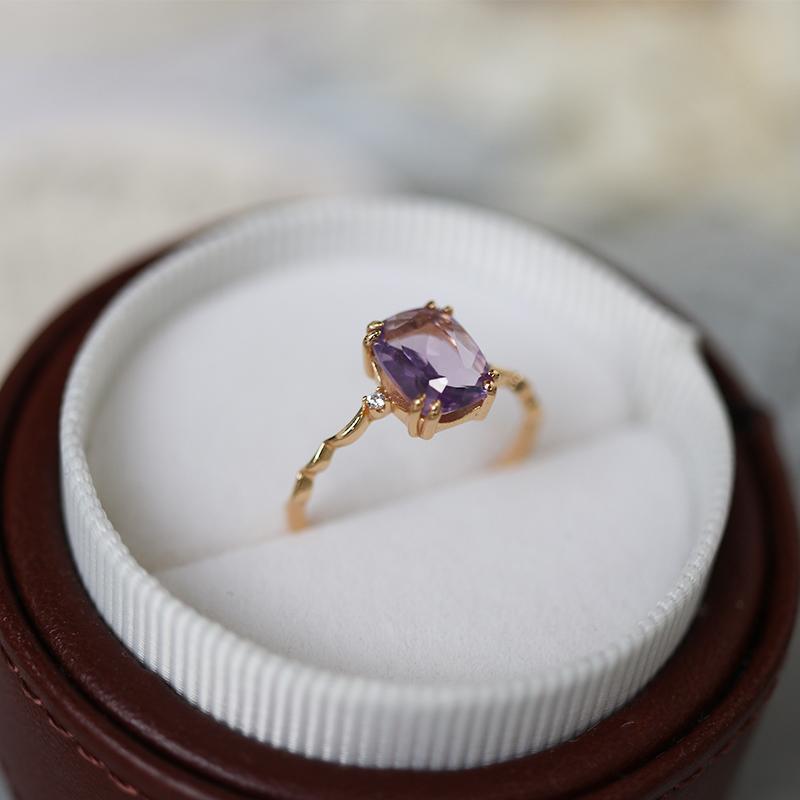 Bague Anti-Améthyste Lavande Simple et Tendance pour Femme