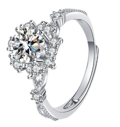Bague en argent sterling S925 avec pierre précieuse moissanite