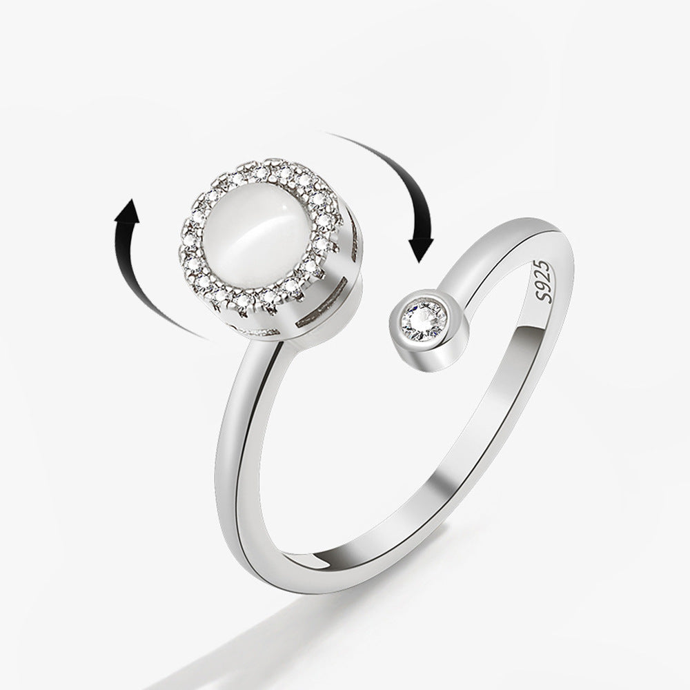 Simple Fashionable Opal Spinning Ring for Women
