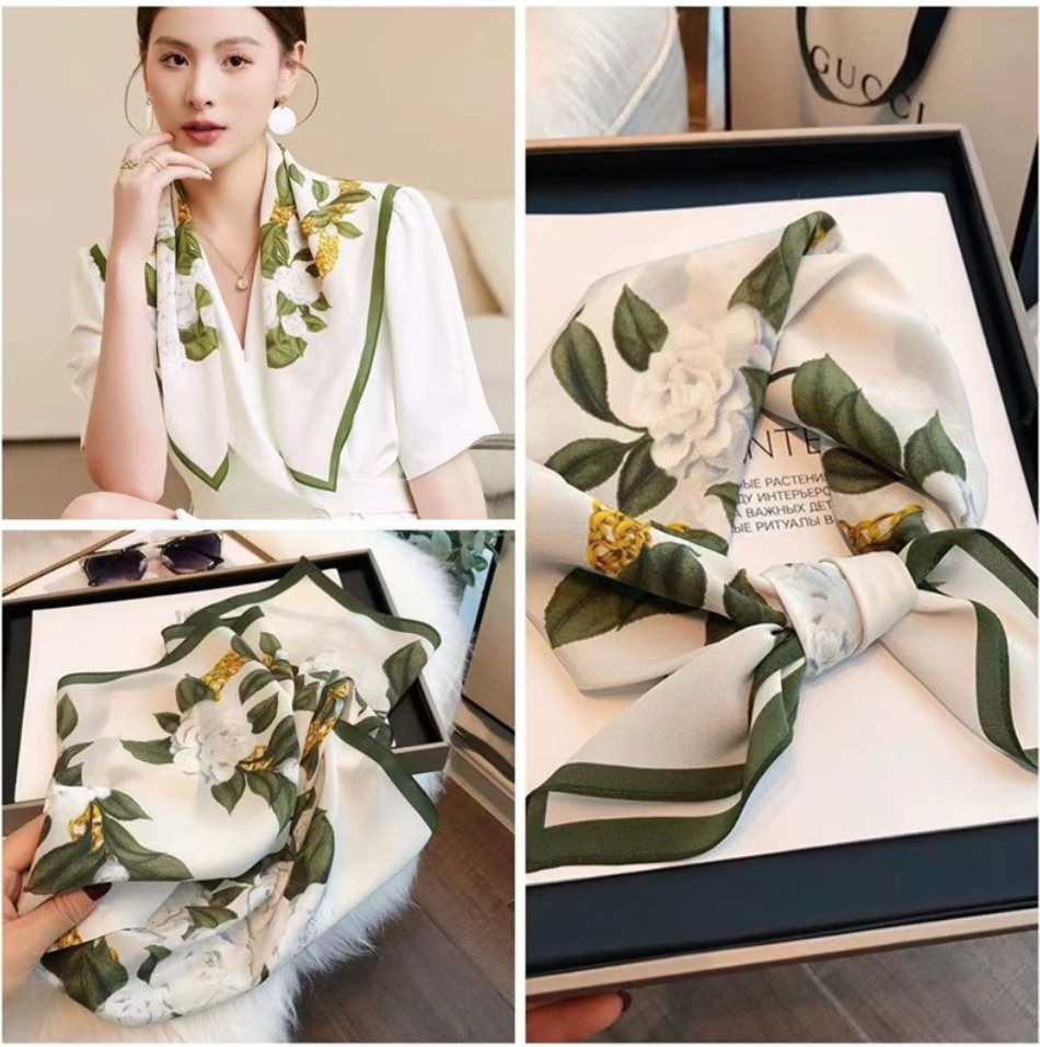 Striped Square Silk Scarf