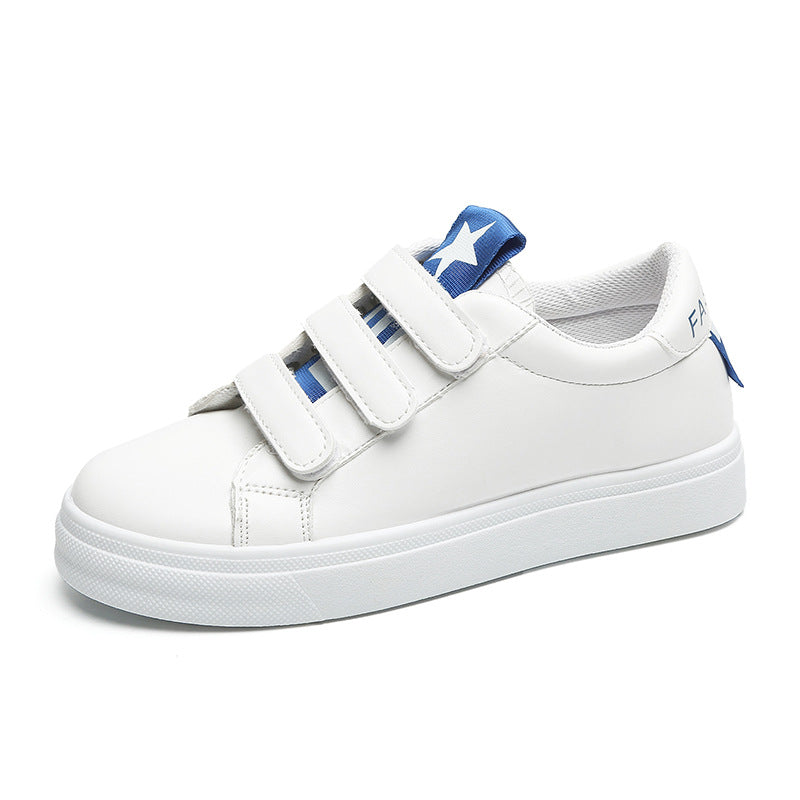 Velcro Flat Casual White Sneakers (Little White Shoes)