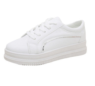 Casual Platform Sneakers - Versatile White Flat Shoes