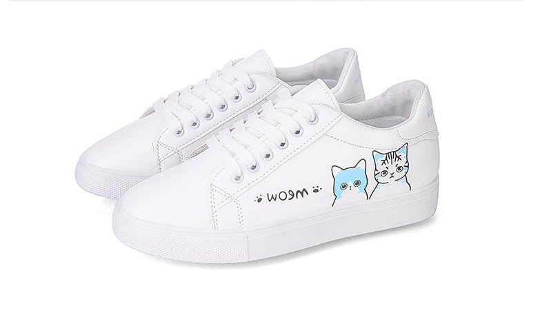 Chaussures plates, Chaussures chat, Baskets blanches