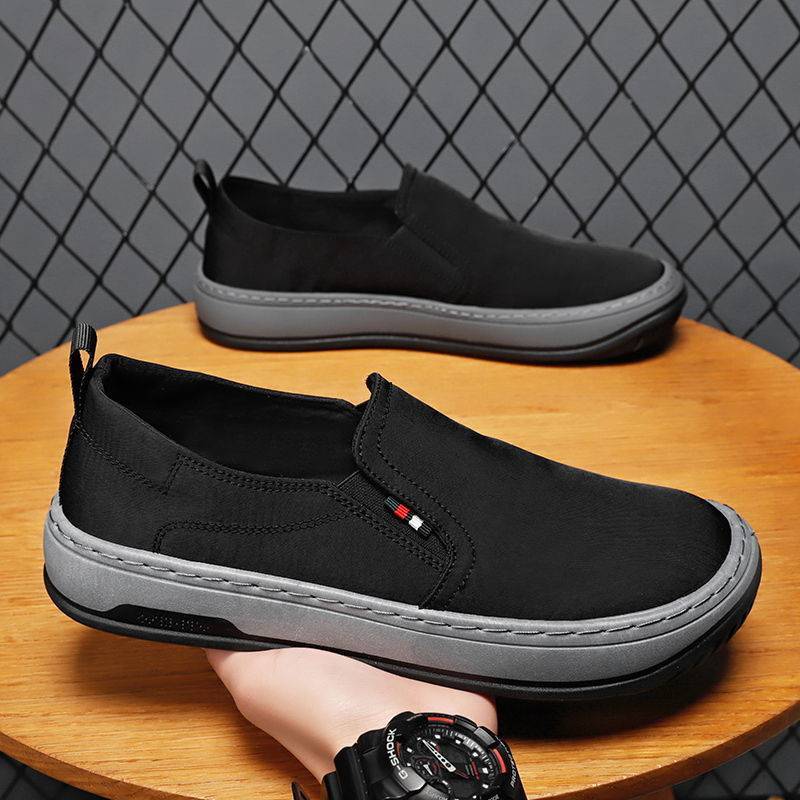 Chaussures décontractées sans lacets pour hommes en tissu de Pékin respirant pour l'été