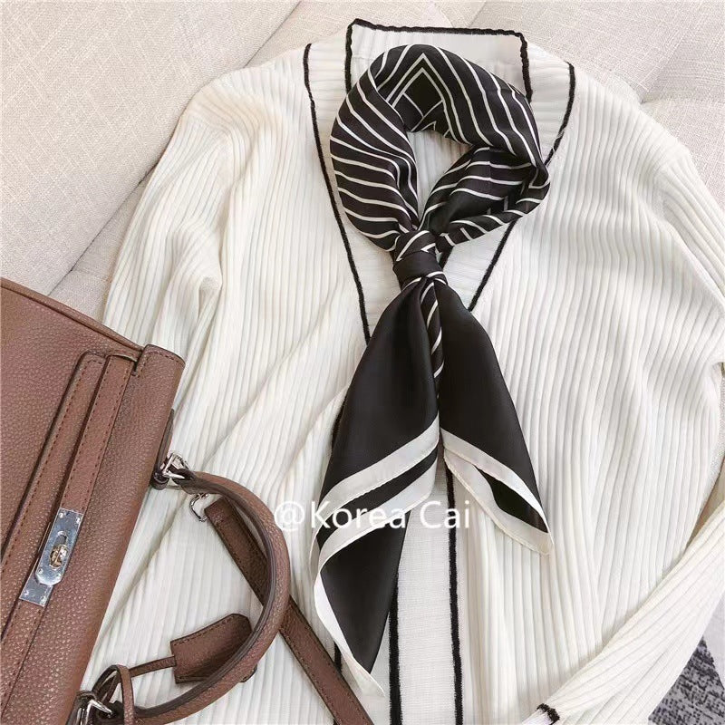 Fashionable Silk Scarf for Women - Versatile Small Square