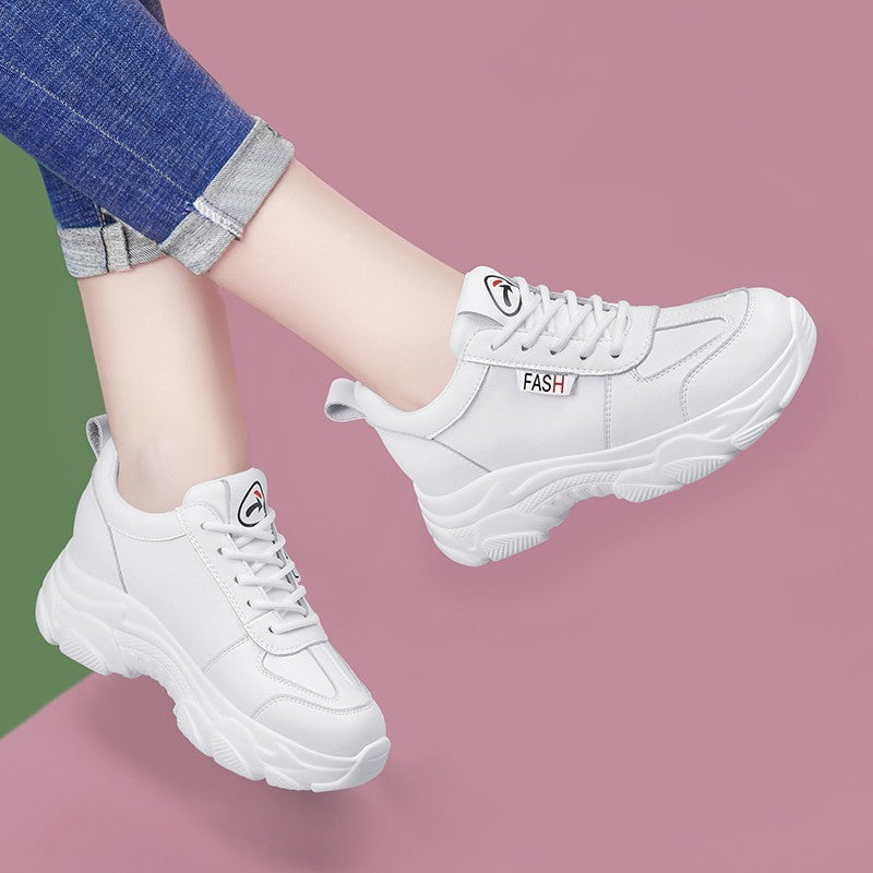 Women's Casual Thick-Soled Dad Sneakers (White)