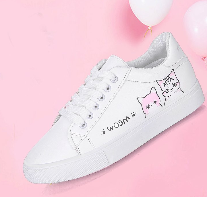 Chaussures plates, Chaussures chat, Baskets blanches
