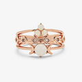 Simple Moon Opal 3-Piece Ring Set for Women