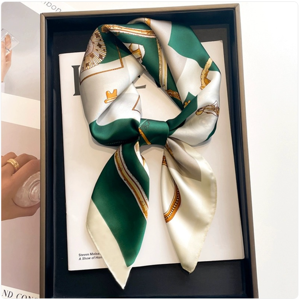 Striped Square Silk Scarf