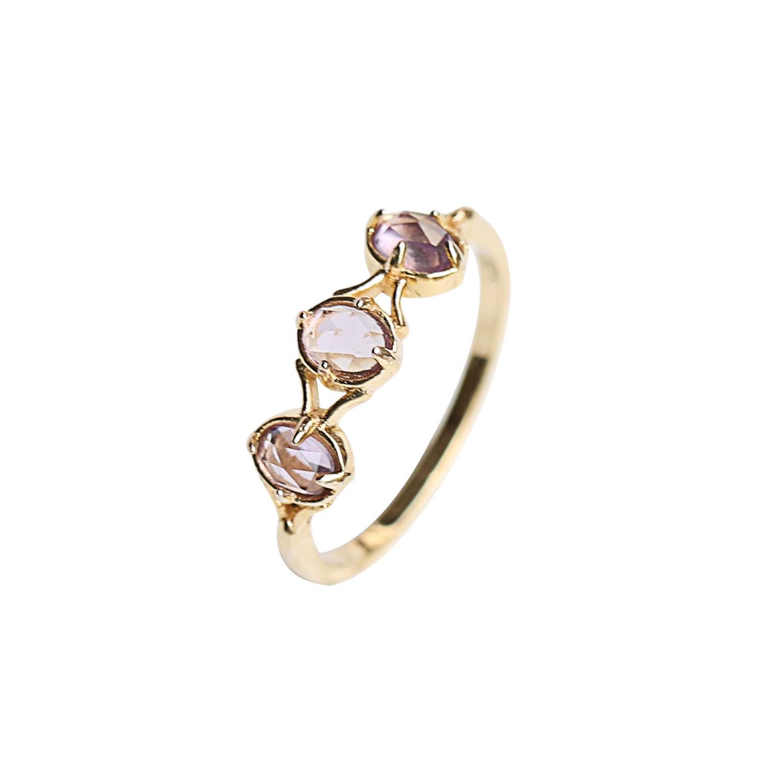 Japanese Style Lavender Amethyst Rose Gold Ring