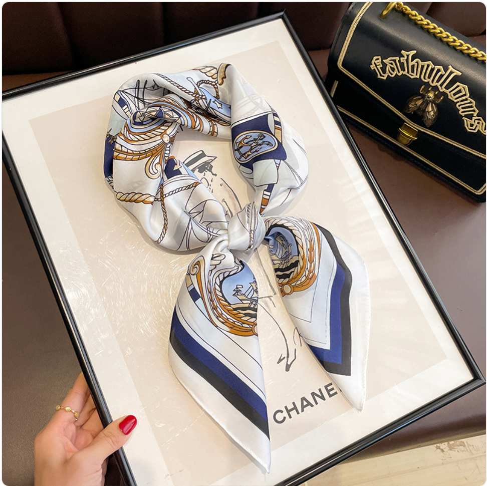 Striped Square Silk Scarf