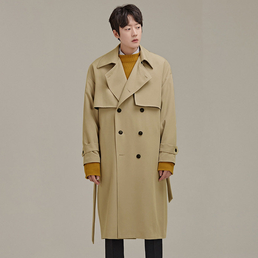 Men's Double Breasted Loose Trench Coat